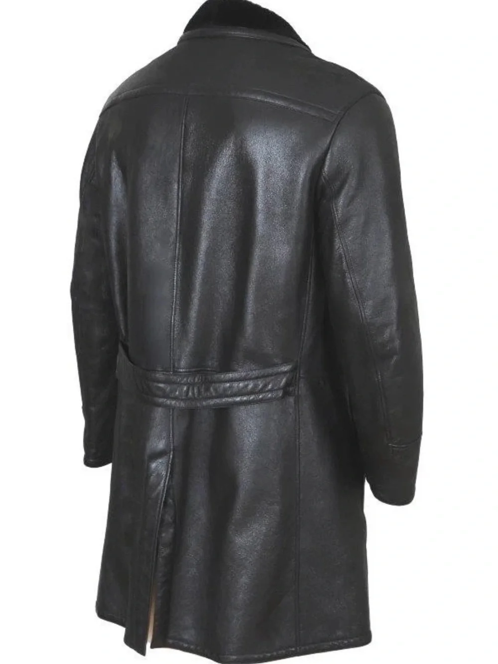 Prada Black Shearling Leather winter business casual Coat XL